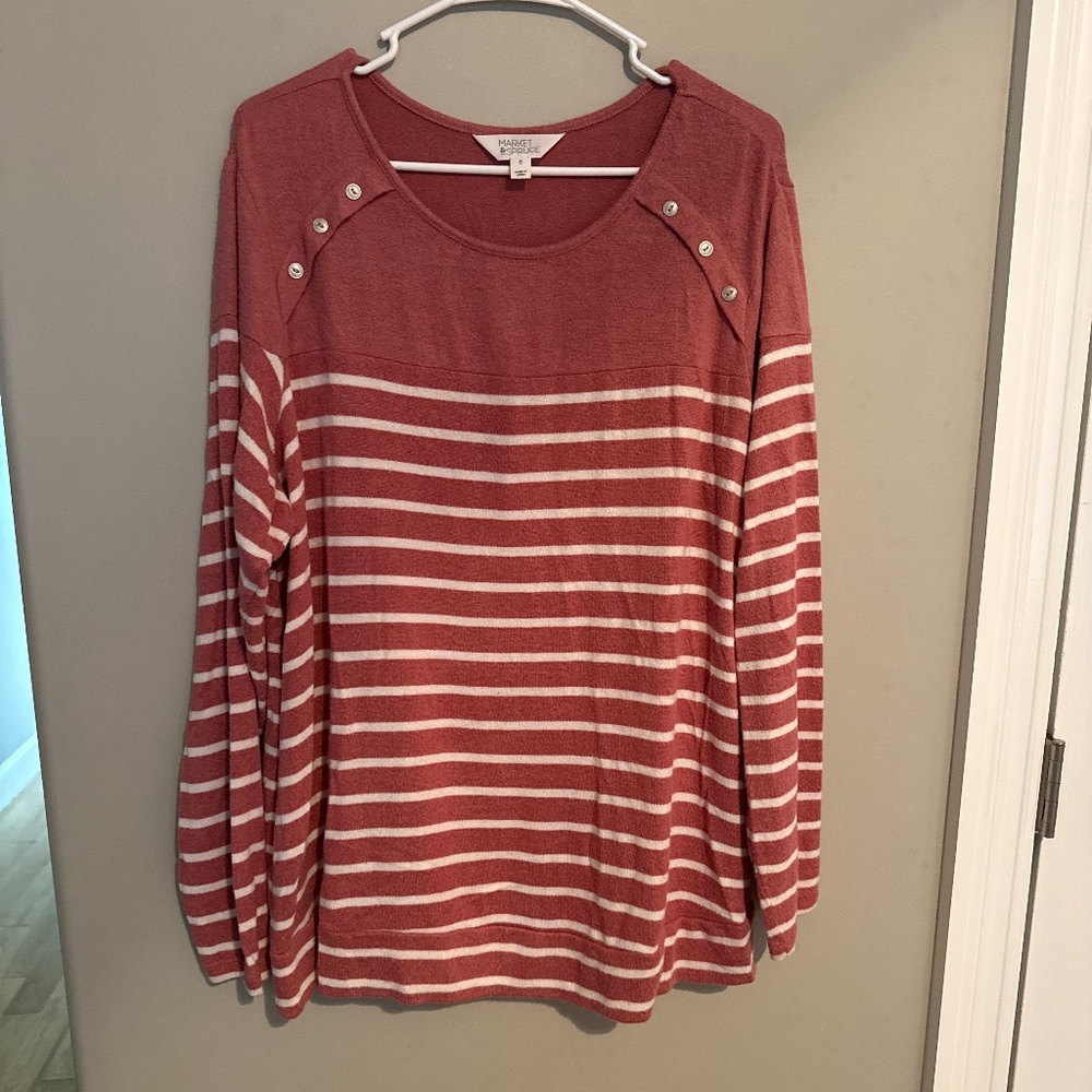 Women’s Market & Spruce Sweater Rose Pink/Cream Size 2X EUC